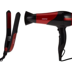 Geepas Hair Dryer & Straightener Combo/Ceramic Red Model GHF86036 | 1 Year Full Warranty