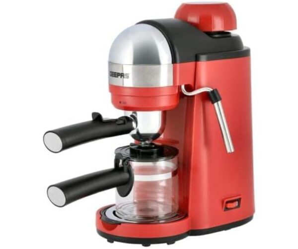 Geepas 0.24 Liter Capacity Espresso Coffee Maker Red Model GCM41513 | 1 Year Full Warranty