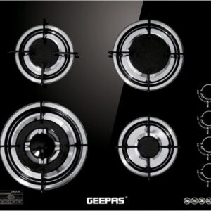 Geepas 4-Burner Gas Cooker Tempered Glass Worktop Model GK4410 | 1 Year Full Warranty