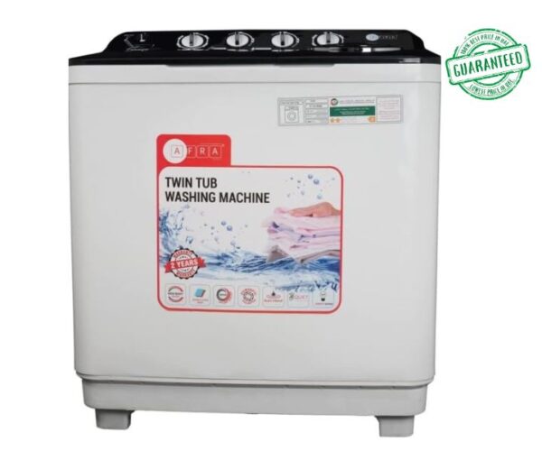 AFRA Japan 10 Kg Twin Tub Top Load Washing Machine White/Black Model ‎AF-1061WMWB | 1 Year Full Warranty