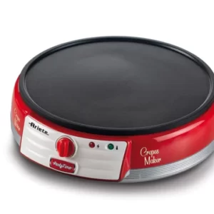 Ariete 1000W Electric Crepe Maker Machine Non Stick Griddle with Temp Control Red Model ART0202RD | 1 year warranty