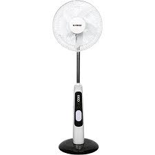 KHIND 16 Inch Stand Fan with 5 Leaf Blade Chargeable with AC/DC/Solar Panel Color - White Model SF16M5PEM-RC | 1 year warranty
