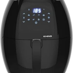 KHIND 1800w Air Fryer 7.7L Capacity 10-Preset Menus Timer and Temperature Control Low Fat Cooking up to 80% - Black Black Model ARF77D | 1 Year Warranty